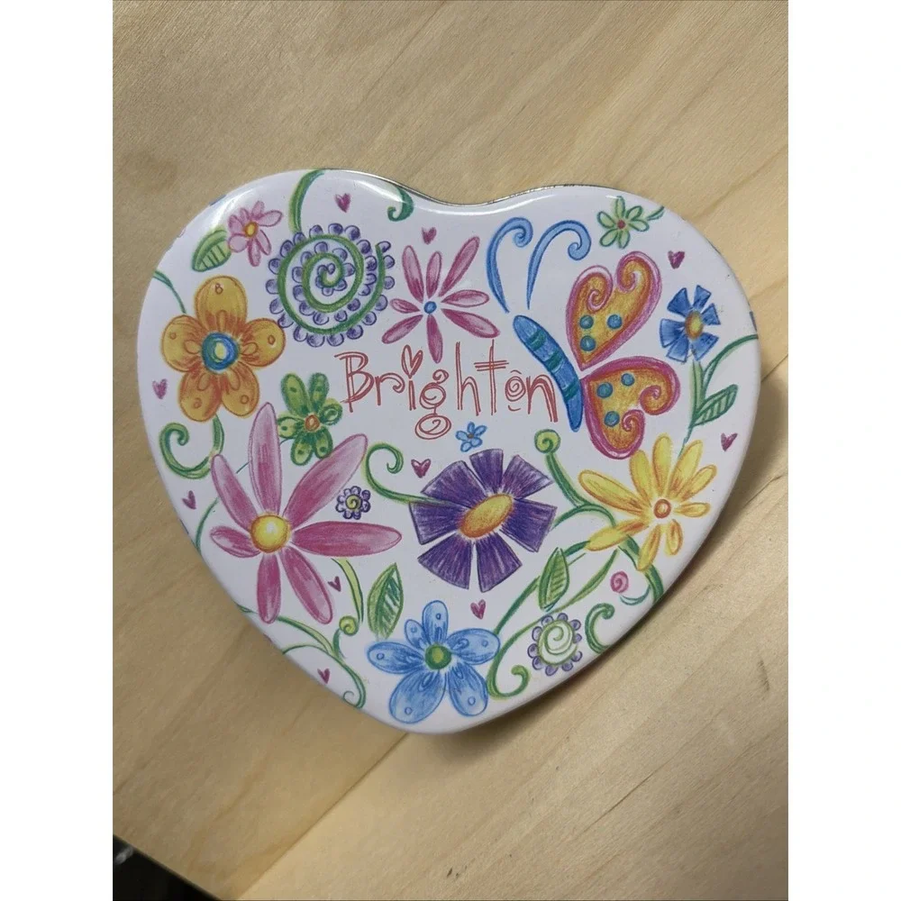 Brighton Heart Shaped Multicolor‎ Metal Lined Jewelry Box Floral Design